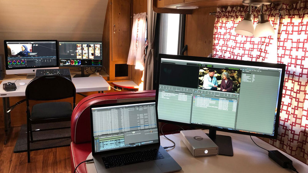 Customized post-production facility in a trailer.